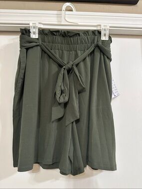 LuLaRoe Ella Olive Green Paper Bag Shorts